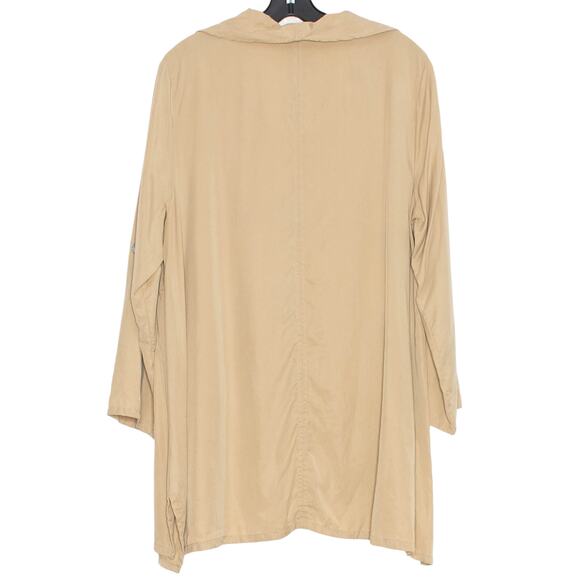Ali Miles Tunic Top 3/4 Sleeve Cowl Neck Lagenlook Minimalist Neutral Tan Large - Picture 2 of 8